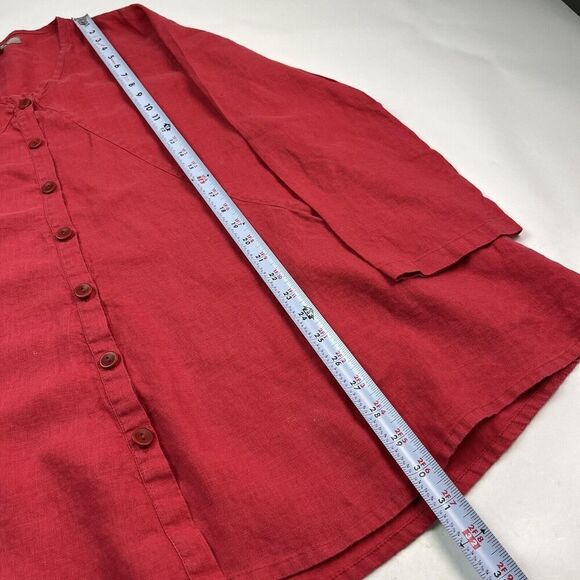 FLAX Linen Button tunic top Jacket S Long Lagenlook coastal grandma boho - Picture 6 of 12